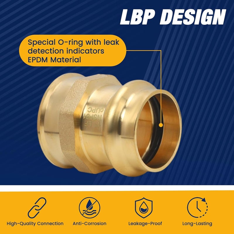 Abbiemo 5PCS 1 inch Propress x 1 inch NPT Female Adapter Pressure Copper Fitting ProPress Connect to Female NPT Pipe Lead-Free - Image 4